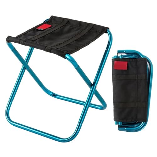Mini siège de rangement pliable tabouret camping alu jaune - 4