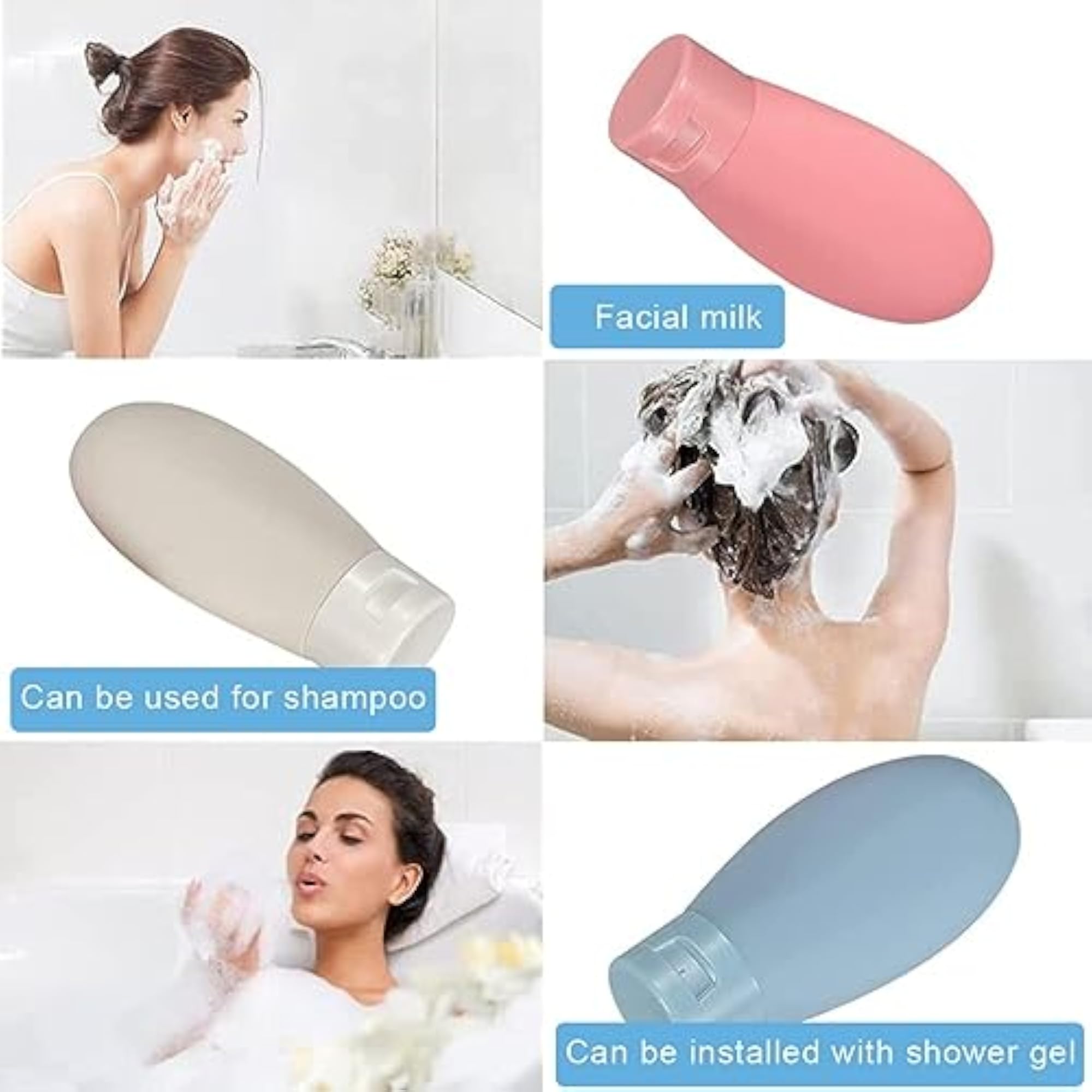 60ML Refillable Travel Toiletry Bottles Set (6 PC)