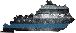 Vinyl Overlays 720 5" KY Kentucky State Thin Blue Line Tattered American Flag Police Sticker Car Bumper Window Law