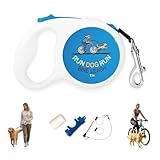 Handlebar Dog Bike Leash, 16 Ft Retractable Dog Leash for Cycling or Walking, Quick Attach, with Flashlight Slot and Poop Bag Holder, Bike Attachment for Dogs, Hands Free Leashes Running Accesories.