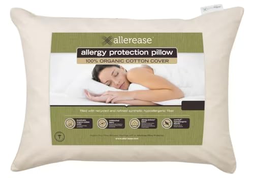 Allergy Organic Hypoallergenic Cotton Standard/Queen Pillow-Sleep Without Worrying About Chemicals...
