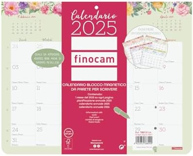 Calendario Da Parete Finocam 2025 Con Calamita - Layout Mensile, Italiano, 12 Mesi Con Festività - Foto 5
