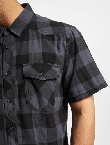 Brandit Check Shirt Short Sleeve, Uomo, Black/Grey, 4XL - 5