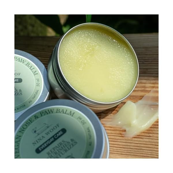 Nina Woof Vegane Pfotenbalsam Hund – 100% natürliche Cremebutter & Wachs für Pfotenpflege Hund. Heilt, regeneriert & stärkt trockene, rissige & beschädigte Pfoten. Feuchtigkeitspflege & Schutz. 50 ml – Bild 8