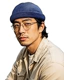[Croogo] ロールキャップ ツバなし デニム ワッチキャップ メンズ レディース 丸型 コットン 春夏秋冬 無地 つばなし帽子(G-HBMH1-ローヤルブルー)