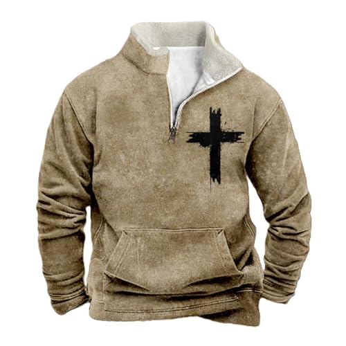 Western Sweatshirts For Men Cool Lightweight Novlety Long Sleeve Half Zip Pullover Mens Christian Hoodies