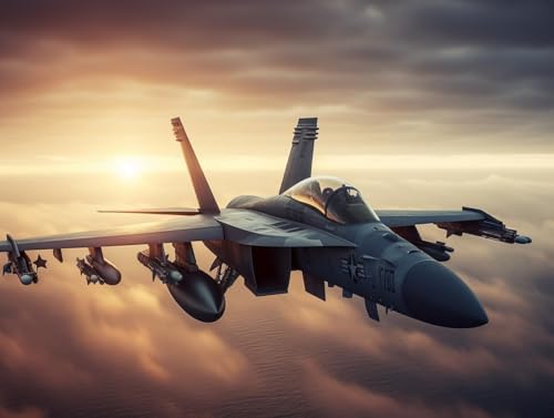 Kit broderie diamant F-18 pour adulte avec toile avion militaire Hornet Strike 35cm