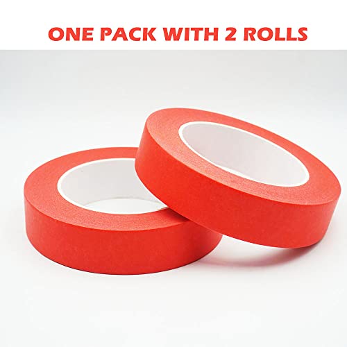 Image of 1 Inch Painters Tape, Red Masking Tape 1 Inch Wide 55 Yards X 2 Rolls, Red Paper Tape for Arts DIY Crafts Painting Labeling Decoration School Projects Home Office