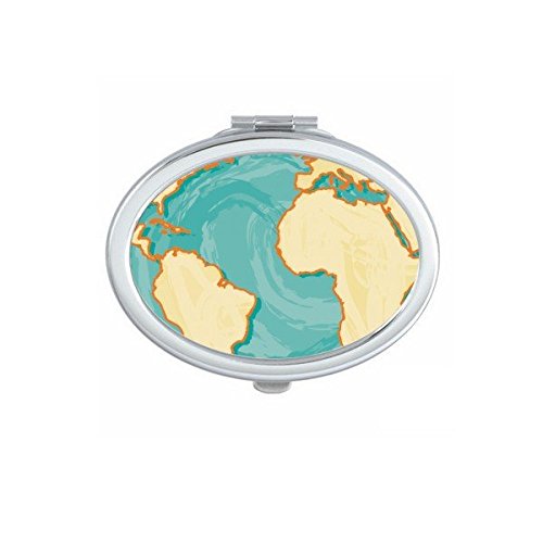 Miroir ovale de poche Terre Océan compact pour retouches maquillage