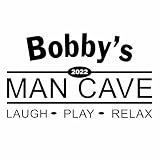 Custom Name Man Cave Wall Decal - Personalized Name Man Cave Vinyl Wall Decal Sticker Art - Guy's Cave Decal - Basement Decal - Gift for Dad - Bar Rec Room Pub Decal