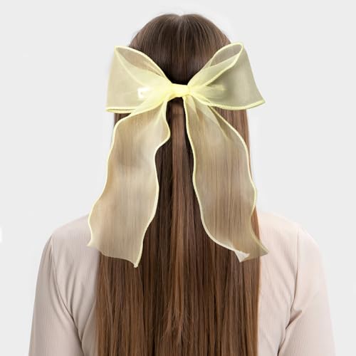 Pinzas para cabello con lazo grande amarillo, pack 2 pcs miniatura 6