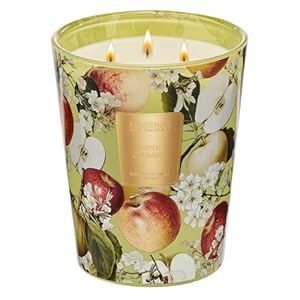 Msense apple crumble scented candle home decor extra large 3 wick natural soy wax candles for home scented christmas candles gift for winter holiday 150 hours long lasting slow burning 35 oz  urban country home decor