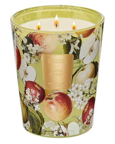 MSENSE Apple Crumble Scented Candle Home Decor Extra Large 3 Wick Natural Soy Wax Candles for Home Scented Christmas Candles Gift for Winter Holiday 150 Hours Long Lasting Slow Burning 35 OZ