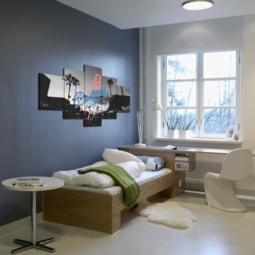 Neon effect Dodgers Sign With Los Angeles California B&#038;W Photography Poster (5-Panel Framed Canvas Printing Full Size: 60x100cm) Home Decor Man Cave Wall Art