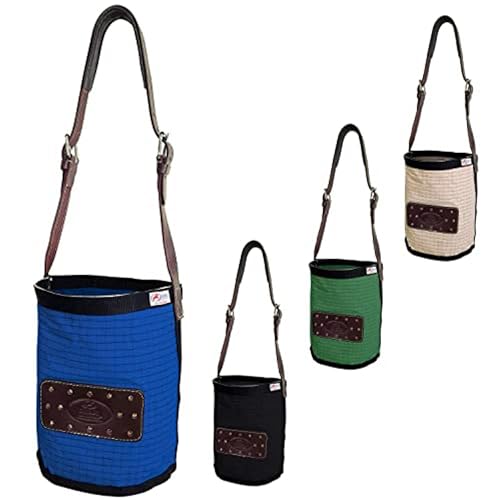 Derby Originals Ripstop 24 Oz Canvas Feed Bag with Padded Leather Crown Strap for Safety and No-Spill Flap Design