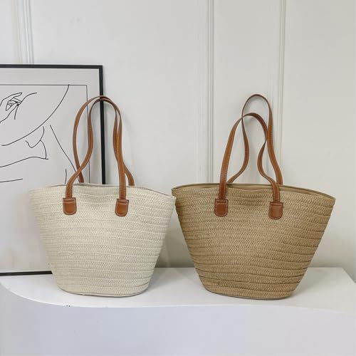 Panier cabas tissé kaki idéal pour la plage et vos soirées d'été - 6