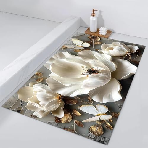 Tapis de salon fleurs antidérapant pour table basse et chambre