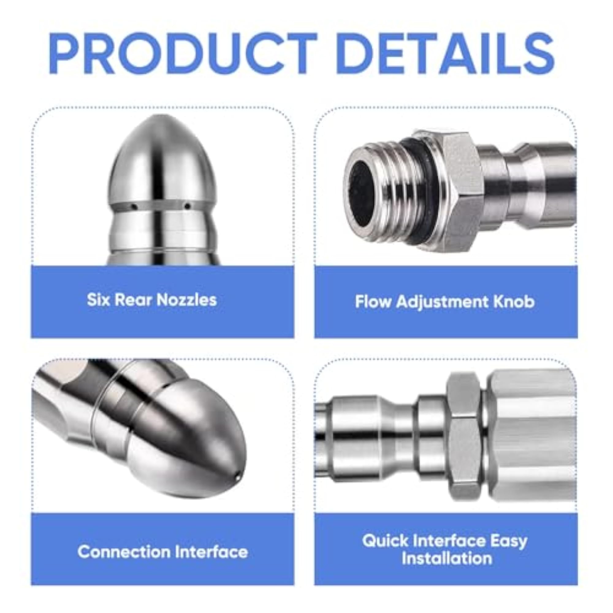 2Pcs Drain Cleaning Tool, High Pressure Washer Nozzle