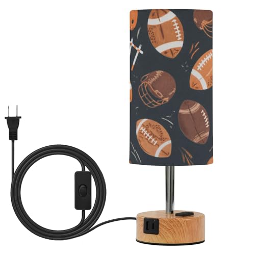 Vozoza Black Brown Footballs Dimmable Bedside Touch Lamps with Charging Ports for Living Room Bedroom Nightstand Office Desk Light Bulb Included