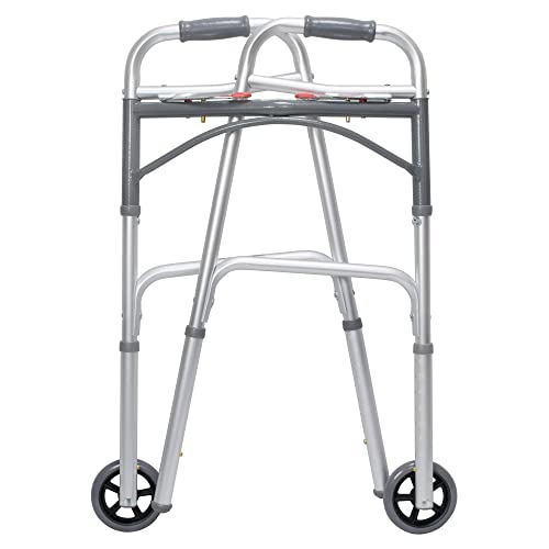 Mckesson Folding Walkers With Wheels, Aluminum, 32 In To 39 In, 350 Lbs Weight Capacity, 1 Count #TOP3