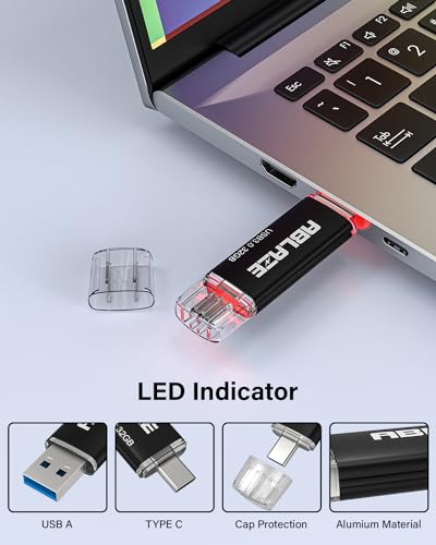 2 sztuki pendrive USB C 32 GB OTG 3.0, ABLAZE Dual Memory Stick 2 w 1 do telefonu komórkowego/smartfona/laptopa/notebooka/PC
