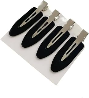 Juego de 4 horquillas para el pelo sin costuras, sin costuras, con flequillo lateral, accesorios de maquillaje, lavado facial, para mujeres y niñas (color negro, 4 unidades)