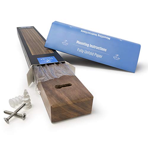 Zulay 11.75" Seamless Walnut Wood Magnetic Knife Holder - Wooden Magnetic Knife Strip For Organizing Your Kitchen - Elegant & Multifunctional Magnet Holder For Wall With Easy Installation #TOP5