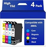 Remanufactured Ink Cartridge Replacement for Epson 200XL Ink Cartridges Works with Workforce WF-2520, 2530, 2540, Expression XP-200, 300, 310, 400, 410 Printer(4 Pack)