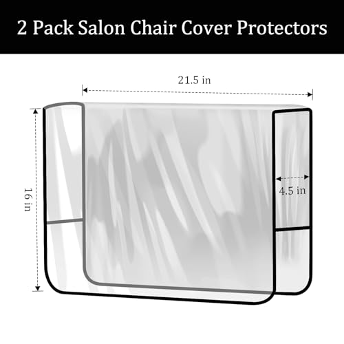 2Pcs Salon Chair Cover Protectors,Clear Square Hairdressing Chair Back Covers for Fits Most Standard Chairs,Reinforced Precision Sewn Clear Covers to Prevent Damage to Spa/Salon Chairs (2) - Thumbnail 2