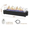 28-inch Table Top Propane Fire Pit, 40,000 BTU Tabletop Firepit for Patio, Outdoor Portable Rectangular Fire Bowl w/Wind Glass Shield, Glass Rocks - Black #3