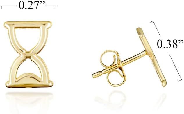 10K or 14K Yellow Gold Polished Tiny Hourglass (0.27") Stud Earrings for Women Girls - Choice of Metal