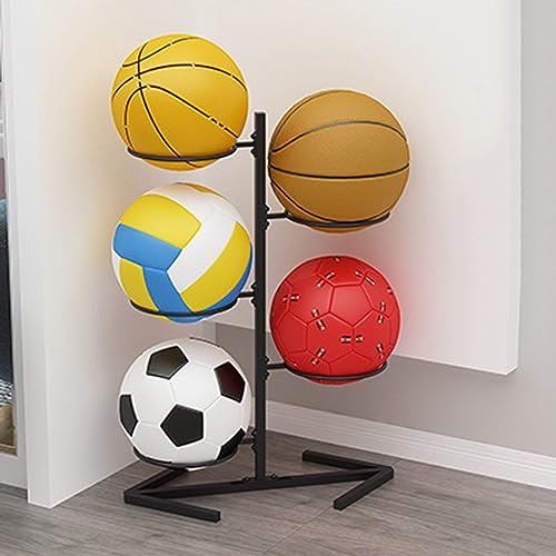 Espositore verticale sportivo, organizer per basket e calcio, soluzione salvaspazio per garage, uso interno o esterno
