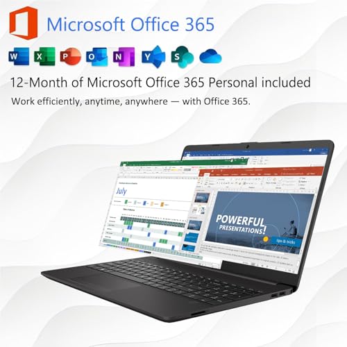 Image of HP 15 Laptop for Home or Work, Windows 11 Pro with Microsoft Office 365, 15.6 inch FHD LED Display, 16GB RAM, 256GB SSD, Copilot AI-Ready, AMD Powerful Processor, Ethernet Port, SD Card Reader, WOWPC USB