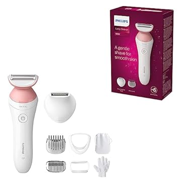 Rasoio da donna Philips Serie 6000 - Rasoio cordless con 6 accessori inclusi Guanto esfoliante, rifinitore per zona bikini (Modello BRL146/00)