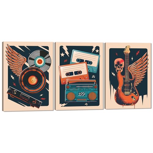 3 Pieces Rock Music Wall Art Album Cover Poster Cassette