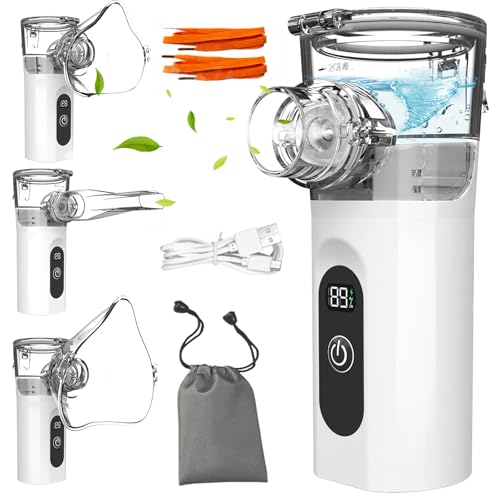 Digitale Display Aerosol Portatile Silenzioso, Ricaricabile E USB-C Ultrasuoni Nebulizzatore Aerosol, Macchina Aerosol Adulti e Bambini, Pulizia Automatica Nebulizzatori & Accessori