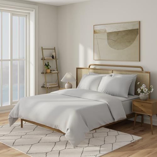 Image of QuickZip Percale Pillowcase King Size (20 inch X 39 inch), Set of 2, 100% Cotton Pillow Covers with Envelope Closure, Misty Gray