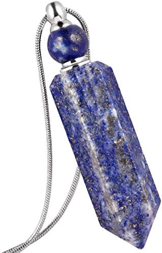 mookaitedecor Essential Oil Diffuser Pendant Aromatherapy Necklace,Healing Crystal Point Pendant Stone Necklace