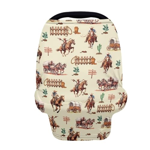 Image of Baby Carseat Cover Western Horse Nursing Cover Daisy Carseat Covers Baby Nursing Cover Toddler Boy Girls Breastfeeding Canopy Infant Stroller Cover Car Seat Canopy