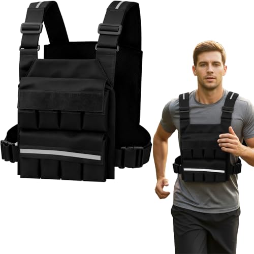 SUNRISING Weighted Vest for Men and Women Weight Vests Adjustable Strength and Endurance Training Fitness Workouts Tactical Running（Excluding Lead Blocks）- Black