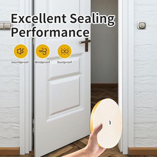 Weather Stripping Door Seal Strip,Weather Stripping,Door Seal Strip for Door Frame,Window(White,1/2 in x 1/8 in x 26Ft) by MIKONIYA - Image 5