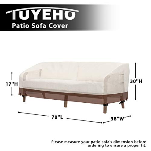 Tuyeho Patio Sofa Cover 78 X 38 X 30 Inch, 600D Heavy Duty Outdoor 3 Seat Bench Loveseat Cover, Waterproof & Weather Resistant For Your Couch (Beige & Brown) #TOP1