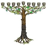 Judaica Jüdische Olivia Riegel Hanukkah Chanukah Lebensbaum Menora mit Swarovski-Kristallen