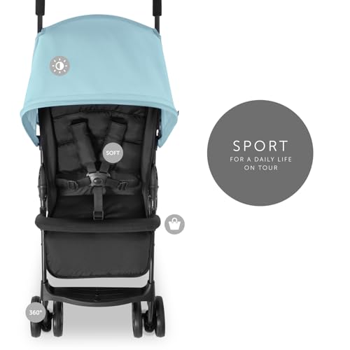 Image of Hauck Baby Stroller Lightweight One-Hand Fold Reclining Pushchair Blue | Swivel lockable front wheels, adjustable footrest, 5-point harness, XL basket, birth to 3 years up to 18 kg
