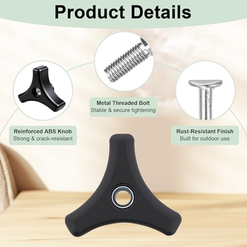 4 Pack Lawn Mower Handle Knobs Nut Bolt, Replacement Triangle Handle Screw Bolts, Universal Fit for Honda & Most Lawn Mowers, Lawn Mower Handle Fastening Knob Kit, Lawn Mower Parts & Accessories
