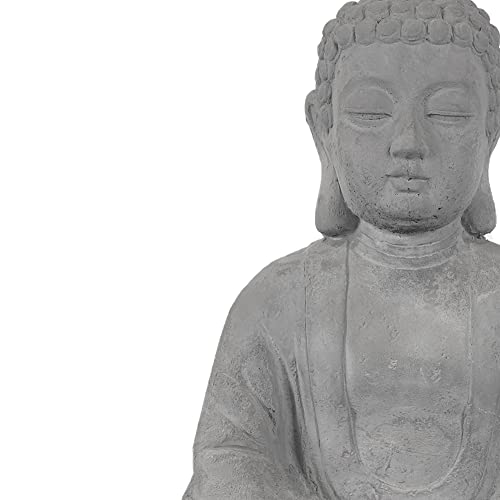 Kante 14.17" H Cement Composite Meditating Buddha Statue Ornament, Natural Concrete Indoor/Outdoor Tabletop Décor #TOP6