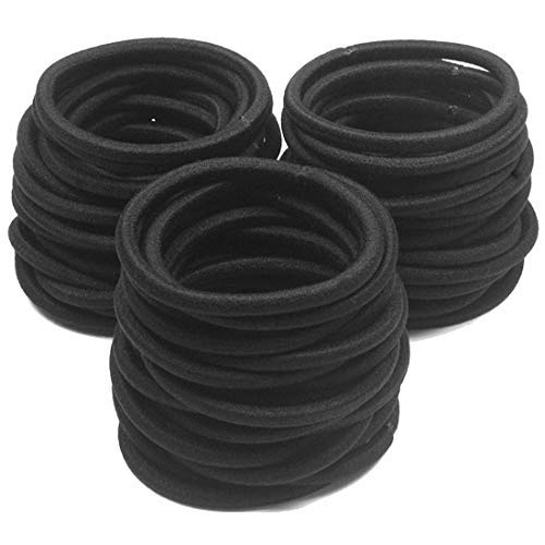 Black Extra Thick Hair Ties Bands 4 MM Sturdy Stretch Hair Elastics 100 Counts for Thick Hair (Black 100 pieces)