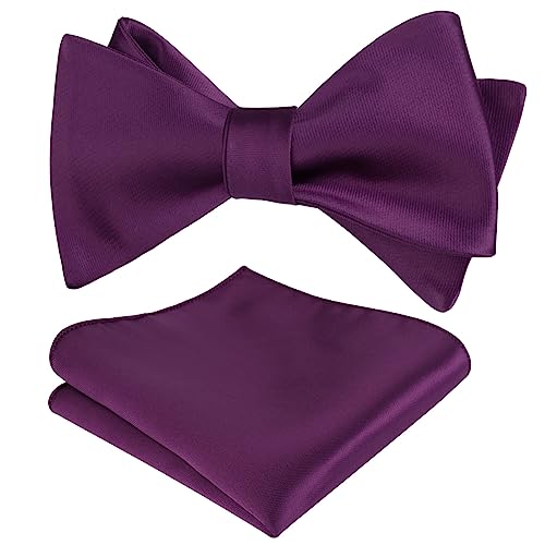 Image of Alizeal Mens 2pcs Solid Self-tied Bow Tie Set | Alizeal Mens 2pcs Self-tied Solid /Animal Bow Tie and Pocket Square Set Perfect for Wedding Business Formal Events
