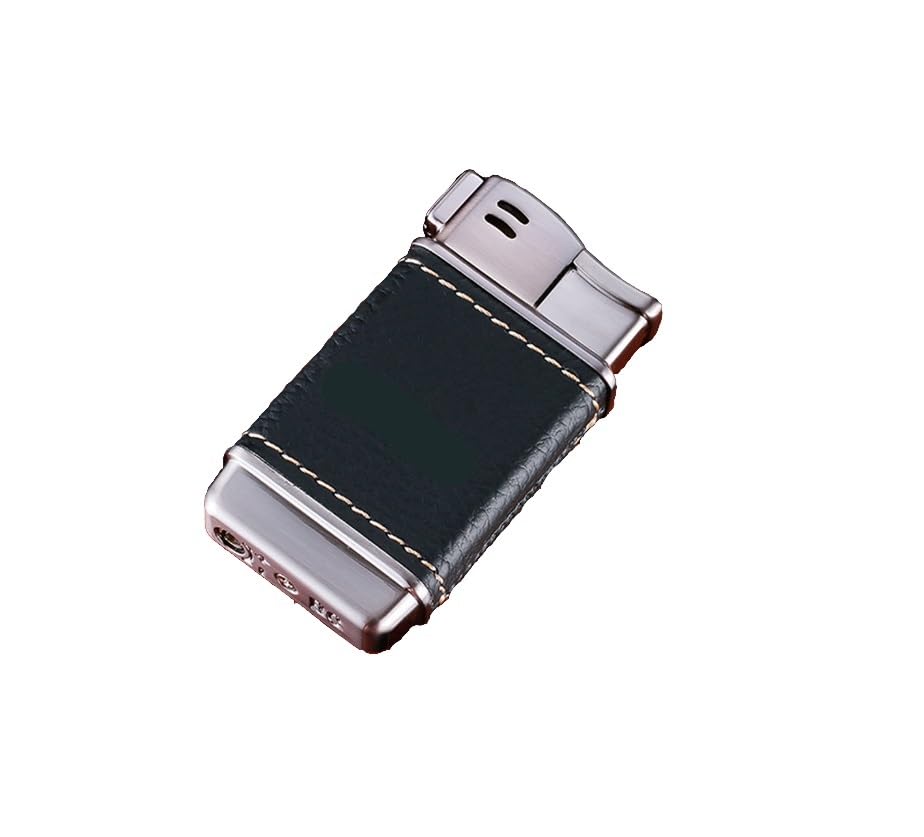 Encendedor de llama inclinada con metal y cuero miniatura 1