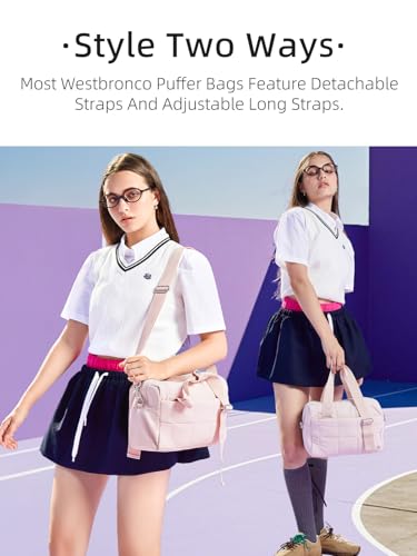 Image of WESTBRONCO Small Puffer Crossbody Bags for Women, Mini Puffy Quilted Gym Bag Lightweight Tote Bag with Zipper Compartments
